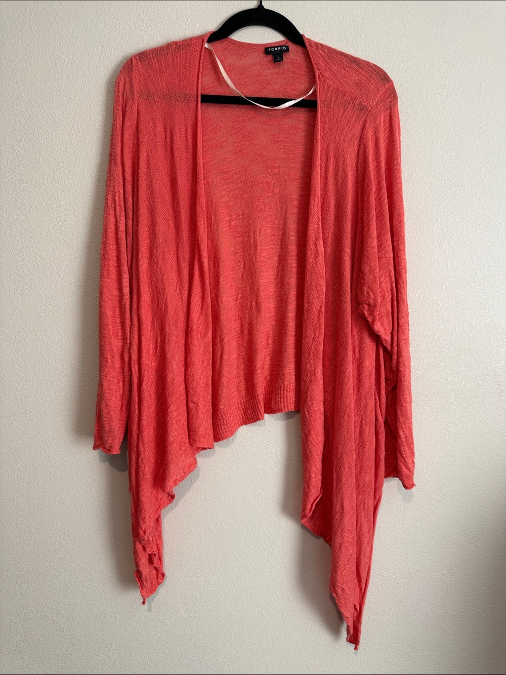 torrid Coral Open Drape Lightweight Cardigan